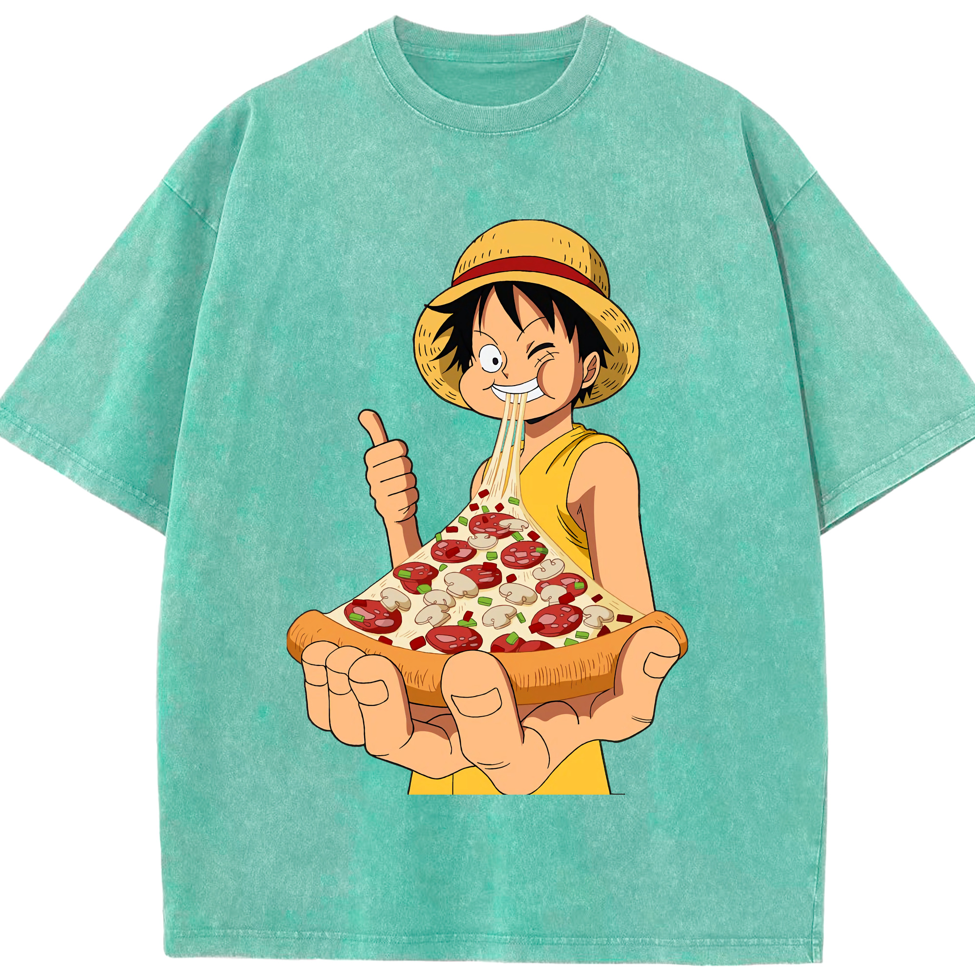 ワンピース モンキー・D・ルフィ ONE PIECE Monkey D. Luffy 綿100% ヴィンテージ風 半袖Tシャツ（フロントプリント）